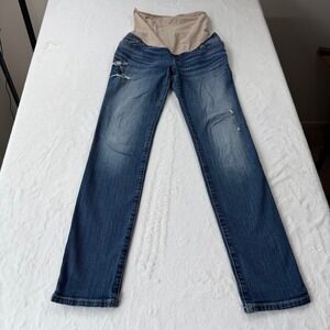 Indigo Blue Maternity Jeans Women S Blue Good Distressed Skinny Full Panel